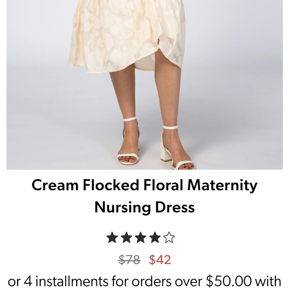 NWT Cream Flocked Floral Maternity Nursing Dress Size 1XL - Picture 7 of 9